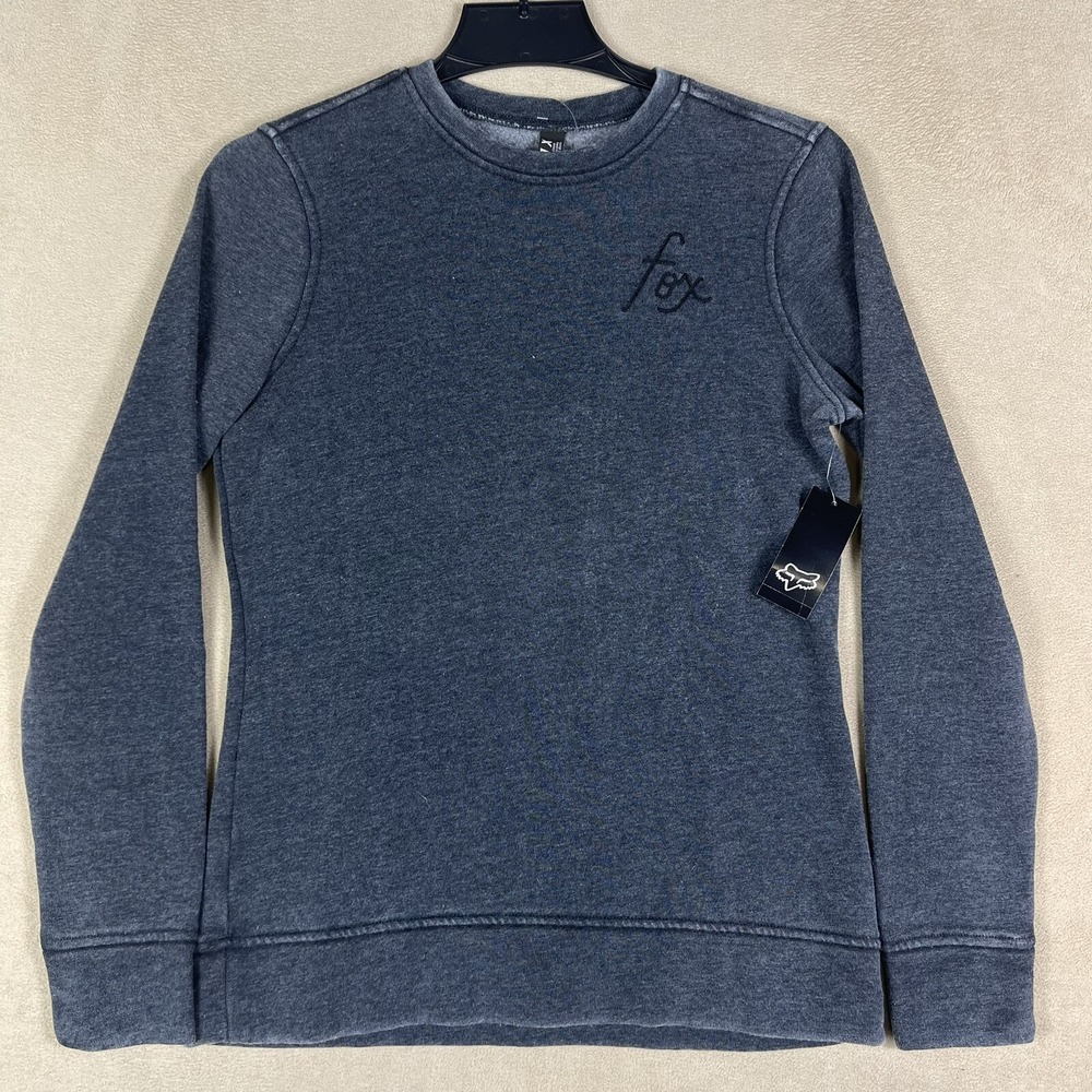 Fox Racing Sweatshirt Mens S Gray Track MGMT Crew‎ Neck Fleece Pullover